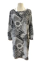 Ann Taylor LOFT Women’s Shirt Dress Sz M Black White Oversized Art Lagenlook