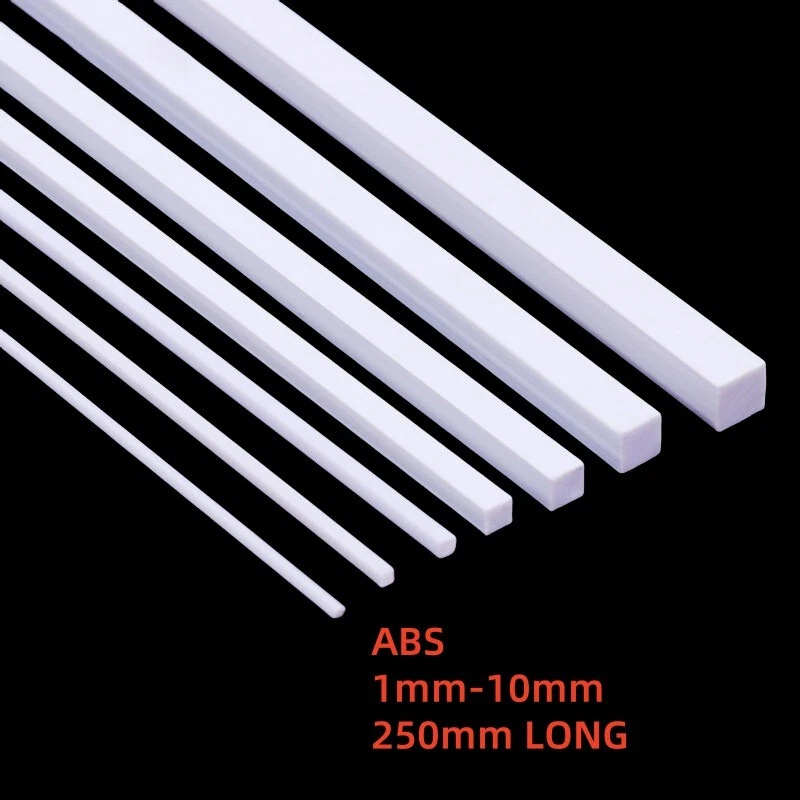 MARKENLOS ABS Vierkantrohr (1,0 mm - 10,0 mm) x 250 mm Modellbau Rohr, Kunststoff Weiß