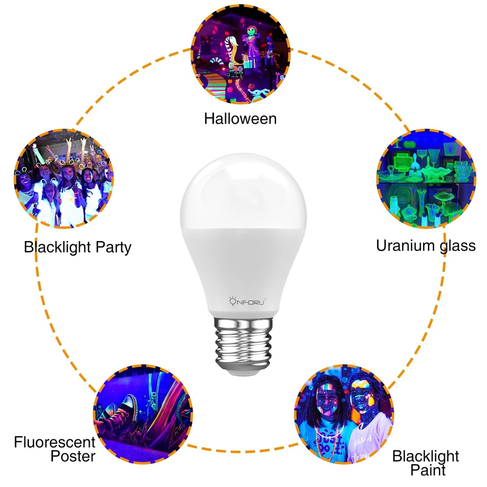 15W LED Black Light Bulbs A19 E26 120W Equivalent Blacklight Bulb for Glow in... - Image 4 of 4