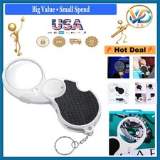 Lighted Pocket Magnifying Glass 45mm with LED for Reading Coins Travel