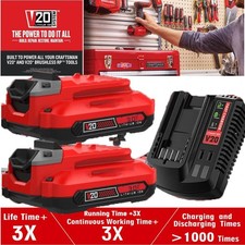 2PACK 20Volt For Craftsman V20 3.6Ah Li-ion Battery CMCB204 CMCB202 /Charger