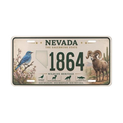 Nevada Custom Wildlife License Plate Novelty Sign Bluebird Sheep Art Collectible