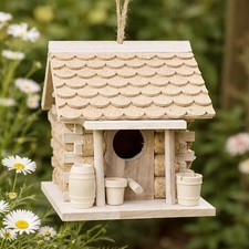 Cork Bird House Hanging Garden Birdhouse Wooden Nesting Box Rustic Bird Feeder