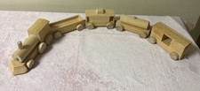 Vintage Wooden Train 5 Piece Set 29  Long Handmade Natural Wood Toy