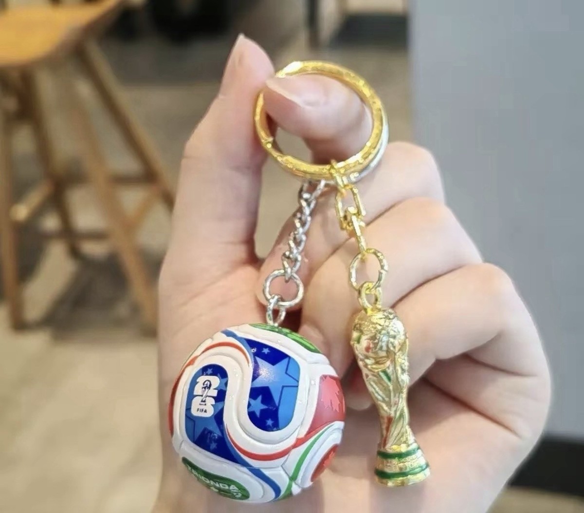 FIFA World Cup 2026 Keychain Set Soccer Ball + Trophy Charm