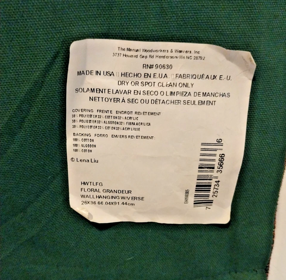 TAPESTRY By Manual Wood Workers Weavers Floral Grandeur Wall Hanging *READ* - Image 4 of 4