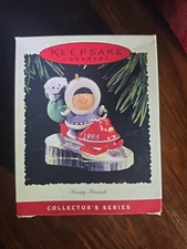 1995 Hallmark Keepsake Frosty Friends Snowmobile Polar Bear Ornament New in Box