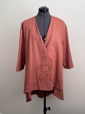 Cos Salmon/rust Pink Wool Blend Asymmetrical Oversized Blazer Top EU 38 UK 10