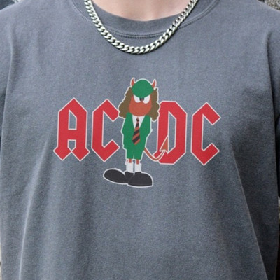 ACDC Angus Young T-Shirt Heavy Metal on Premium Vintage Black Comfort Colors Tee