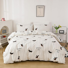 Cute Dachshund Duvet Cover Queen Size 100 Cotton Duvet Cover Brown Striped Dog