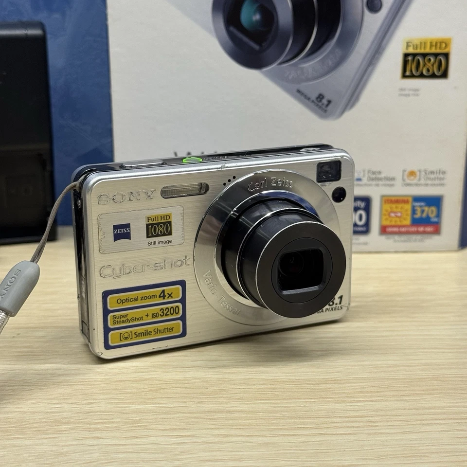 Sony Fotocamera Digitale Cyber-shot DSC-W130 8.1MP Silver Tested Complete In Box - Immagine 4 di 4