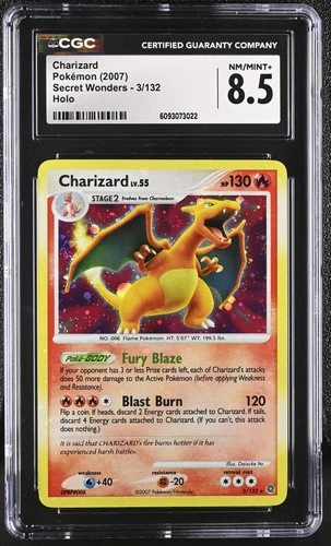 CGC 8.5 Charizard 3/132 Secret Wonders Holo Rare Pokemon Card BLEED Error