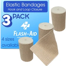 Elastic Bandage Wrap 3" X 5 Feet – Hook and Loop Closure, No Clips Needed – Pack