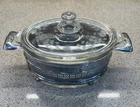 Antique Pyrex Casserole Dish 1920s with Etched Lid Metal Caddy USA 632-C 532-B