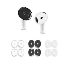 6 Pairs Ear Cover for AirPods 4,Anti Slip Skin Tips Black White