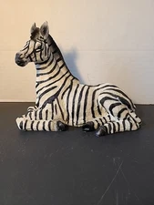 Zebra Table Sculpture - Resin Zebra Figurine - Black, White - African Safari ...