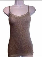Abercrombie Juniors S Gray Stretch Lace Trim Spaghetti Strap Camisole Y2K 2000s
