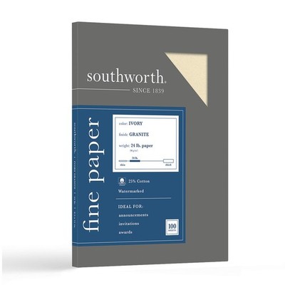 Southworth 25% Cotton Granite Specialty Paper, 8.5  x 11 , 24 lb/90 GSM,...
