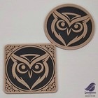 Untersetzer Eckig Rund - Holz + Kunststoff - Weise Eule