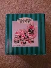 Miniature Tea set “Beary Christmas” NIB Vintage C & F Enterprises 1995 set #1