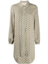 TORY BURCH Womens Long Sleeve Shirtdress Ivory Batik Medallion Cora Dress Size 4