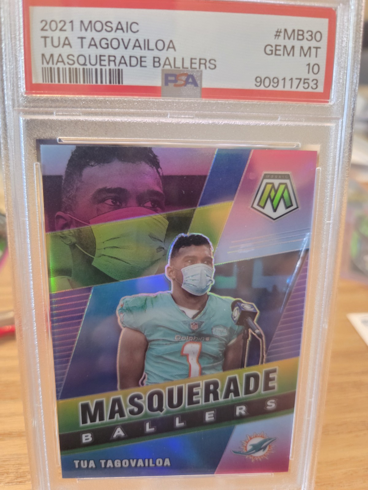 2021 Panini Mosaic Masquerade Ballers Tua Tagovailoa #MB30 Dolphins PSA 10