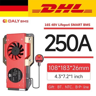 Daly Smart Fan BMS 16S 48V 250A LiFePo4 Battery BMS w/Balance +Bluetooth Module