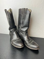Justin Black Roper Boots Leather Vintage USA Made Style S1127 Mens Size 9 D