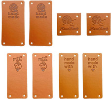 40 Pieces PU Leather Label Handmade Tag Label Handmade Tags Button with Holes Em