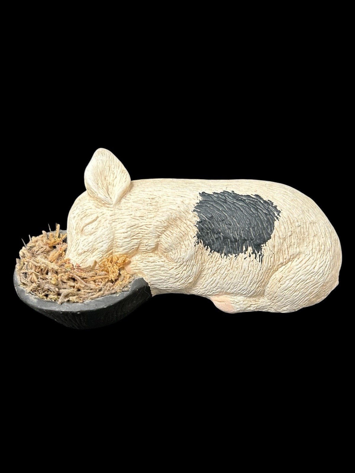 PETE APSIT Pig Figurine Heavy Ceramic Black Spots 5