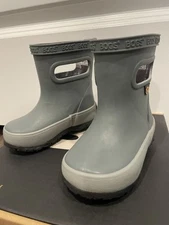 Bogs Skipper Solid Boots Waterproof Kids Size 4 Toddler Gray Rubber NEW w Box