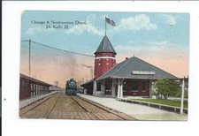 Postcard Post Card Dekalb Illinois Ill Il Railroad Depot