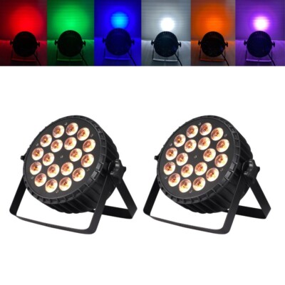 2pcs 18X18W 6IN1 LED Par Light Flat Slim Par For Stage Show Bar Church Wedding