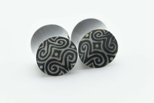 Pair of 14g 7/16" 11mm Organic Hand Carved Hanging Earring Taper Plugs Horn Wood - Picture 32 of 65