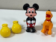 Vintage 1977 Walt Disney Mickey Mouse, Shoes  Pluto Wind-Up Toys by TOMY Lot 3