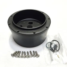 69-94 Chevy Buick Nova Pontiac 9 Hole Full Billet Blk Steering Wheel Adapter Hub