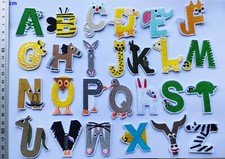 26x Alphabet Animal Zoo Letter Fabric Iron on Patches Appliques DIY Craft Sewing