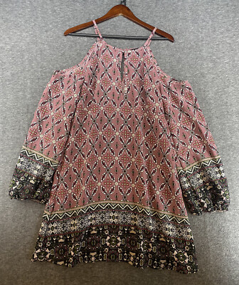 Haus of Pixie Floral Cold Shoulder Tunic Blouse Top Women s Size XL