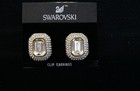 Swarovski Crystal Rectangular Octagon Gold Tone Clip On Earrings — photo 2