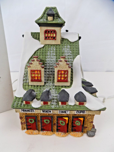 DEPT 56 CHRISTMAS SNOW VILLAGE BUILDING NORTH POLE SERIES REINDEER BARN - Picture 2 of 7