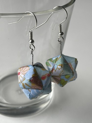 Ohrringe-Origami kusudama paper earrings, Japanishce, jewelry, handmade, gift - Bild 2 von 4