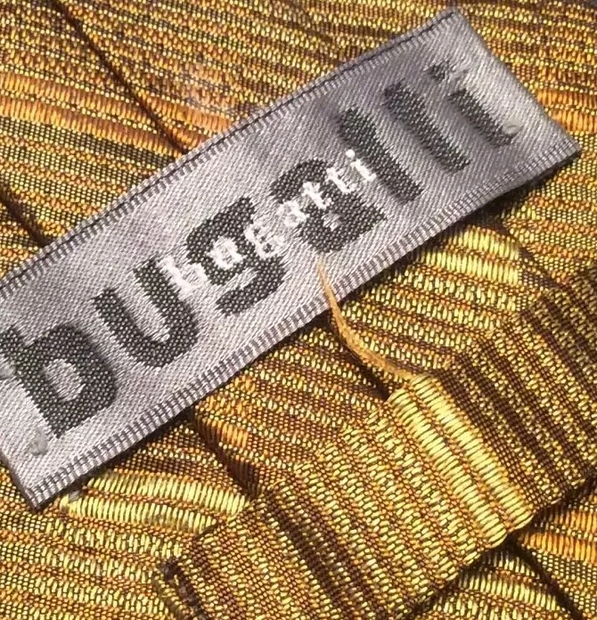 布加迪领带金色几何图案男式丝绸领带 56x3.5 英寸 — 第 3/4 张图片