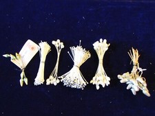 Vtg Millinery Flower Stamen Collection Ivory Pearl Black Lot Free Shipping H4249