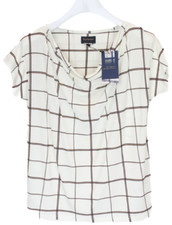 Barbour Sommer Tartan Leder Top Bluse Damen UK 10