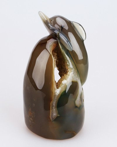 757g 5.1" Natural Geode Agate Quartz Crystal Hand Carved Dolphin Carving 0127 - Picture 5 of 8