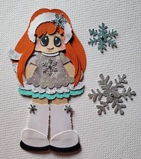 Little Miss Snowflake Girl Red Hair. Scrapbook, Card making Paper Piecing