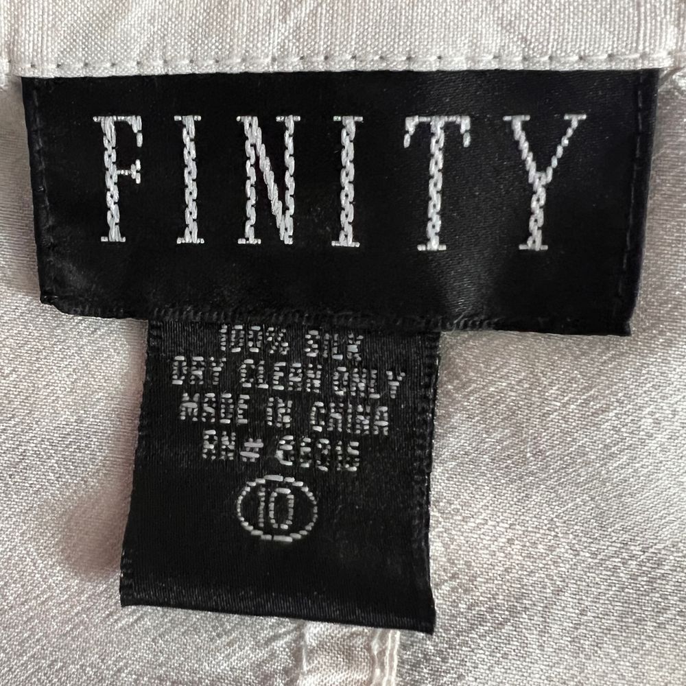 Finity Raw Silk Collared Top Shell Buttons Off Wh… - image 8