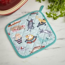 Pot Mat Pot Holder Ulster Weavers Kitty Cats 100% Cotton Blue