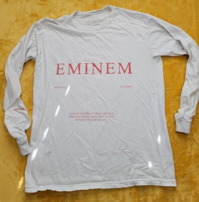 EMINEM.ホワイトティシャツ Eminem Marshall Mathers LP 20th Anniversary Long Sleeved