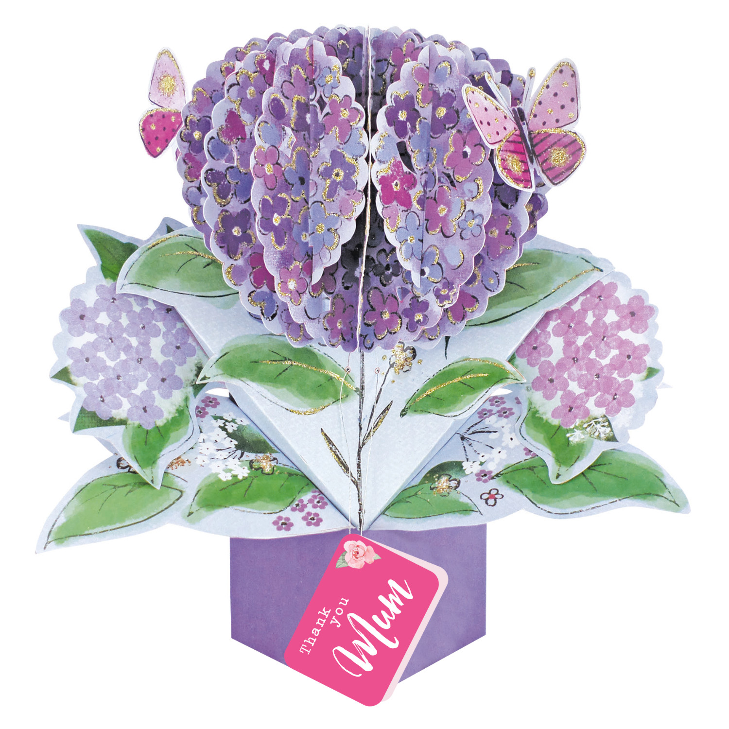 Thank You Mum Hydrangea Pop Up Card Mother's Day, Birthday, Any Occasion